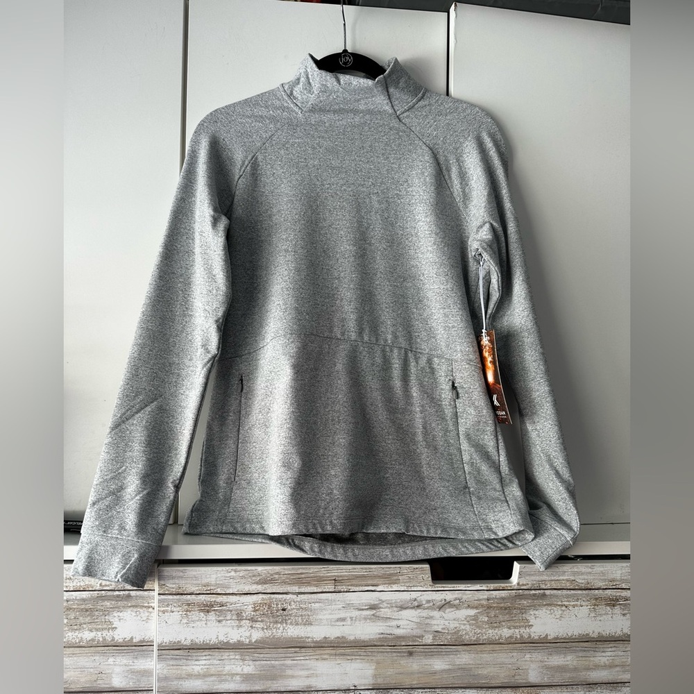 🤍 NWT Kyodan Outdoor Gray Fleece Pullover Petite Small Mock Neck